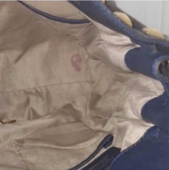 🍁🍂VERY RARE HTF Michael kors navy studded PYRAMID satchel - Picture 8 of 10